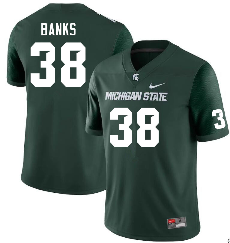 Men #38 Christian Banks Michigan State Spartans College Football Jerseys Sale-Green